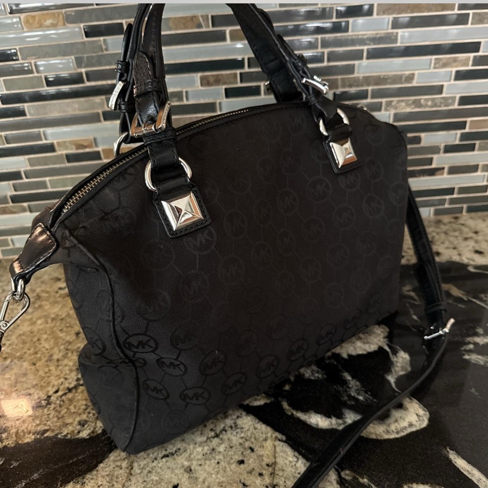 Michael Kors Black Satchel with Silver Accents